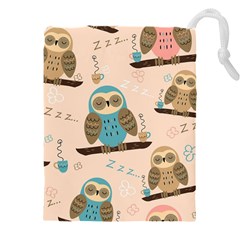 Seamless-pattern-owls-dream-cute-style-pajama-fabric Drawstring Pouch (5xl) by Salman4z