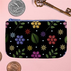 Embroidery-seamless-pattern-with-flowers Large Coin Purse by Salman4z