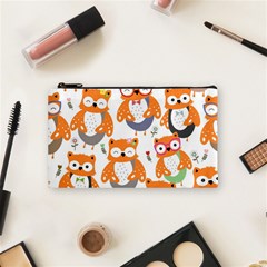 Cute-colorful-owl-cartoon-seamless-pattern Cosmetic Bag (small) by Salman4z