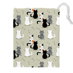 Cute-cat-seamless-pattern Drawstring Pouch (5xl) by Salman4z