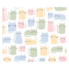 Cute-cat-colorful-cartoon-doodle-seamless-pattern Premium Plush Fleece Blanket (small) by Salman4z
