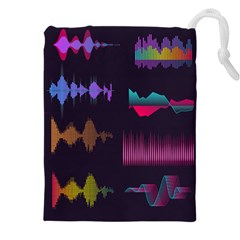 Colorful-sound-wave-set Drawstring Pouch (5xl) by Salman4z