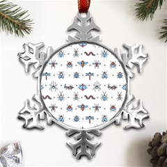 Insects-icons-square-seamless-pattern Metal Small Snowflake Ornament by Salman4z