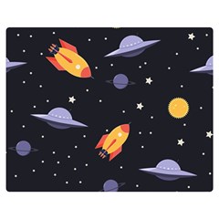 Cosmos Rockets Spaceships Ufos Two Sides Premium Plush Fleece Blanket (medium) by pakminggu