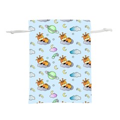 Pattern Giraffe Animal Seamless Scrapbooking Blue Lightweight Drawstring Pouch (l) by pakminggu