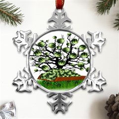 Watermelon Tree Abstraction On Watermelon Abundance Metal Small Snowflake Ornament by pakminggu