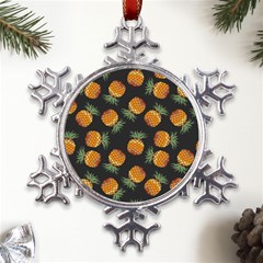Pineapple Background Pineapple Pattern Metal Large Snowflake Ornament by pakminggu
