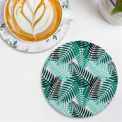 Background Pattern Texture Leaves Design Wallpaper Uv Print Round Tile Coaster by pakminggu