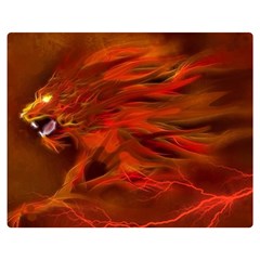 Fire Lion Flames Light Mystical Dangerous Wild Premium Plush Fleece Blanket (medium) by Mog4mog4