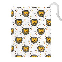 Lion Heads Pattern Design Doodle Drawstring Pouch (5xl) by Mog4mog4