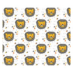 Lion Heads Pattern Design Doodle Premium Plush Fleece Blanket (small) by Mog4mog4