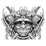 Drawing Samurai Tattoo Sketch Japanese Samurai Premium Plush Fleece Blanket (Extra Small) 40 x30  Blanket Front