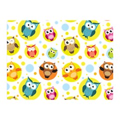 Owl Bird Cartoon Two Sides Premium Plush Fleece Blanket (mini) by Bakwanart