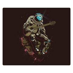 Astronaut Playing Guitar Parody Premium Plush Fleece Blanket (small) by Bakwanart