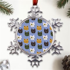 Cat Cat Background Animals Little Cat Pets Kittens Metal Large Snowflake Ornament by 99art