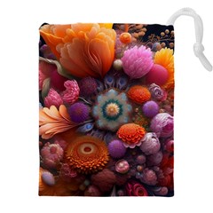 Flower Blossoms Petals Blooms Drawstring Pouch (5xl) by 99art