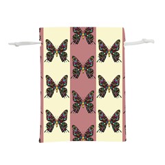 Butterflies Pink Old Ancient Texture Decorative Lightweight Drawstring Pouch (m) by 99art