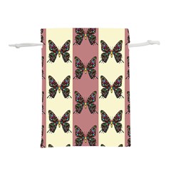 Butterflies Pink Old Ancient Texture Decorative Lightweight Drawstring Pouch (l) by 99art