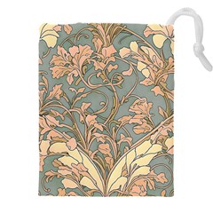 Art Nouveau Vintage Retro Pattern Floral Drawstring Pouch (5xl) by 99art
