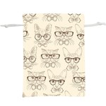 Seamless Pattern Hand Drawn-cats-with Hipster Accessories Lightweight Drawstring Pouch (XL) Front