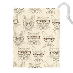 Seamless Pattern Hand Drawn-cats-with Hipster Accessories Drawstring Pouch (5XL) Front