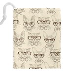 Seamless Pattern Hand Drawn-cats-with Hipster Accessories Drawstring Pouch (5XL) Back