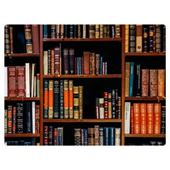 Assorted Title Of Books Piled In The Shelves Assorted Book Lot Inside The Wooden Shelf Two Sides Premium Plush Fleece Blanket (extra Small) by 99art