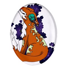 Fuchs-comic-music-wild-animal-cute Oval Glass Fridge Magnet (4 Pack) by 99art