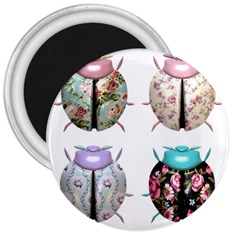 Ladybug-flower-pattern-shabby-chic 3  Magnets by 99art