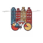 Amsterdam Graphic Design Poster Illustration Lightweight Drawstring Pouch (L) Front