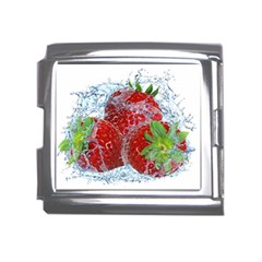 Red Strawberries Water Squirt Strawberry Fresh Splash Drops Mega Link Italian Charm (18mm) by B30l