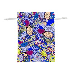 Blue Yellow Background Pattern Vector Texture Paisley Lightweight Drawstring Pouch (m) by danenraven