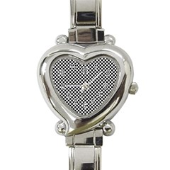 Black And White Checkerboard Background Board Checker Heart Italian Charm Watch by Cowasu