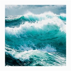 Ai Generated Waves Ocean Sea Tsunami Nautical Blue Sea Medium Glasses Cloth (2 Sides) by Cowasu