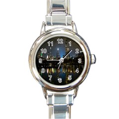New York Night Central Park Skyscrapers Skyline Round Italian Charm Watch by Cowasu