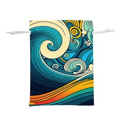 Waves Wave Ocean Sea Abstract Whimsical Abstract Art Lightweight Drawstring Pouch (l) by Cowasu
