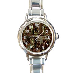 New York City Nyc Skyscrapers Round Italian Charm Watch by Cowasu