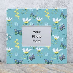 Butterfly Flower Blue Background White Wall Photo Frame 5  X 7  by danenraven
