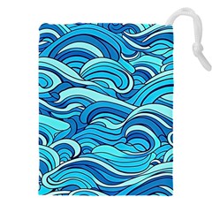 Pattern Ocean Waves Blue Nature Sea Abstract Drawstring Pouch (5xl) by danenraven