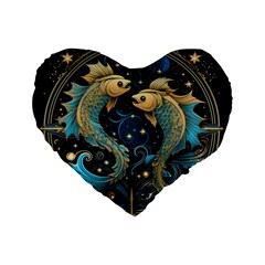 Fish Star Sign Standard 16  Premium Flano Heart Shape Cushions by Bangk1t