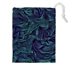Abstract Blue Wave Texture Patten Drawstring Pouch (4xl) by Bangk1t