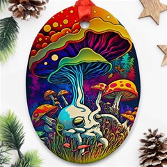 Mushrooms Fungi Psychedelic Oval Ornament (two Sides) by Ndabl3x