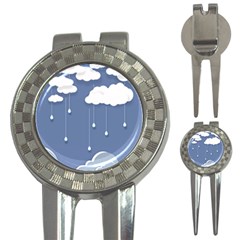 Blue Clouds Rain Raindrops Weather Sky Raining 3-in-1 Golf Divots by Wav3s