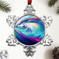 Wave Ocean Sea Tsunami Nautical Nature Water Metal Small Snowflake Ornament by Wav3s