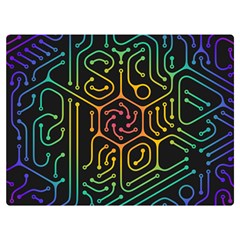 Circuit Hexagonal Geometric Pattern Background Pattern Two Sides Premium Plush Fleece Blanket (extra Small) by Wav3s