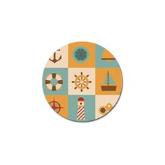 Nautical-elements-collection Golf Ball Marker by Wav3s