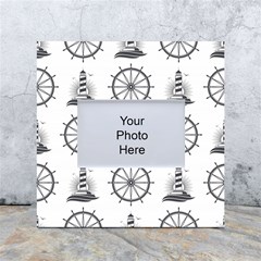 Marine-nautical-seamless-pattern-with-vintage-lighthouse-wheel White Box Photo Frame 4  X 6  by Wav3s