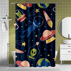 Seamless-pattern-with-funny-aliens-cat-galaxy Shower Curtain 48  X 72  (small)  by Wav3s