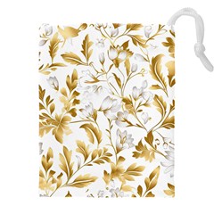 Flowers Gold Floral Drawstring Pouch (5xl) by Vaneshop