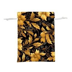 Flower Gold Floral Lightweight Drawstring Pouch (m) by Vaneshop